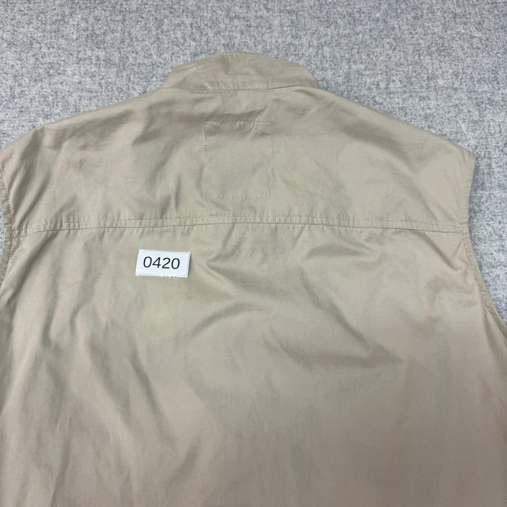 Bob Timberlake Utility Vest XL Tan Khaki Multi-Pocket Outdoor Safari Full Zip Me